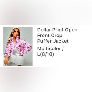 SHEIN cropped pink money puffer jacket